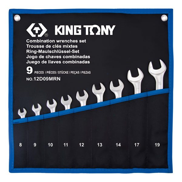 Набор комбинированных ключей, 8-19 мм, чехол из теторона, 9 предметов KING TONY 12D09MRN