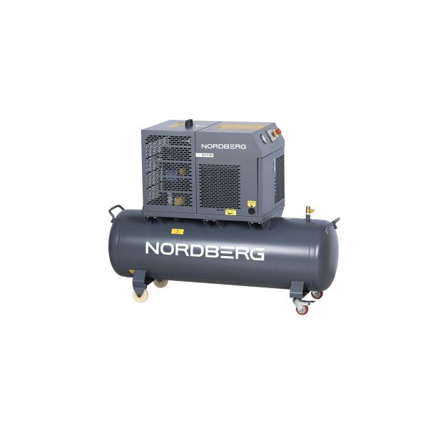Компрессор винтовой, 5,5 кВт, 10 бар, 660 л/мин, ресивер 230 л NORDBERG NCF7,5R
