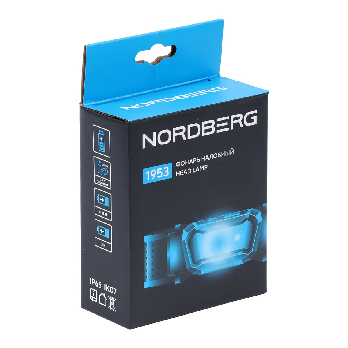 Фонарь светодиодный налобный, аккумуляторный, 3,7 В c датчиком движения NORDBERG 1953