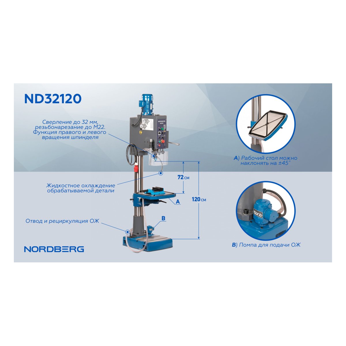 Сверлильный редукторный станок с тисками NORDBERG ND32120