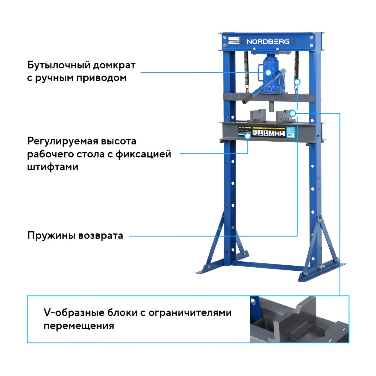 Пресс гидравлический, 12 т, силовое устройство - домкрат NORDBERG N3611JL