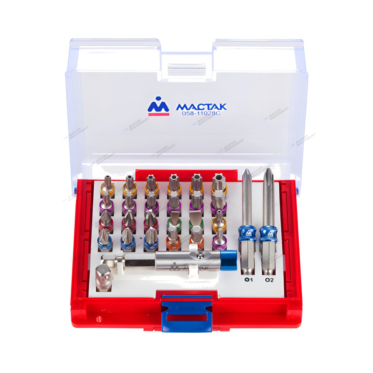 Набор вставок (бит) 1/4"", TORX, HEX, PZ, PH, SLOT, 33 предмета MACTAK 058-10033C