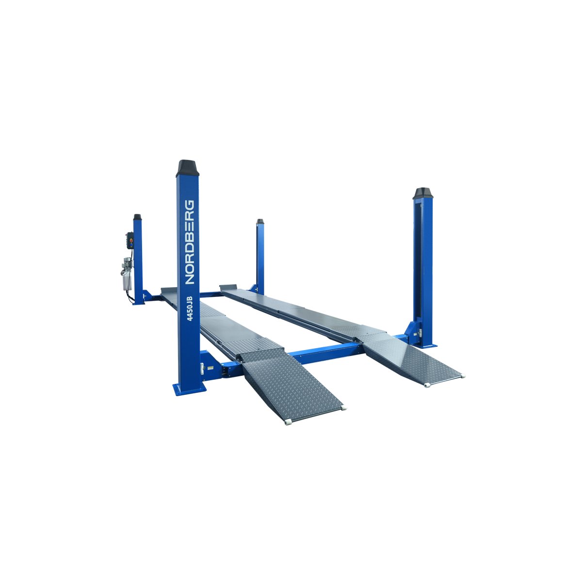 Подъемник четырехстоечный 5 т, c ручной траверсой 3 т N433, для сход-развала, электростопоры NORDBERG 4450J_EB(M)